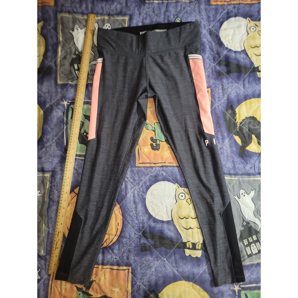 Victoria Secret Stretch Leggings Gray‎ Pink White Pockets Women's Medium